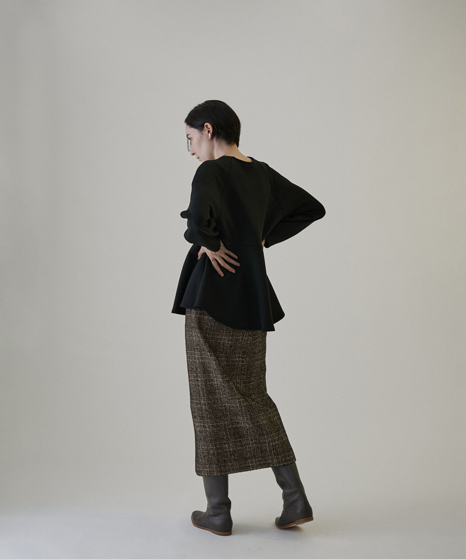 SALON adam et rope'「フロントスリットツイードチェックタイトスカート【セットアップ対応】」|スカート|