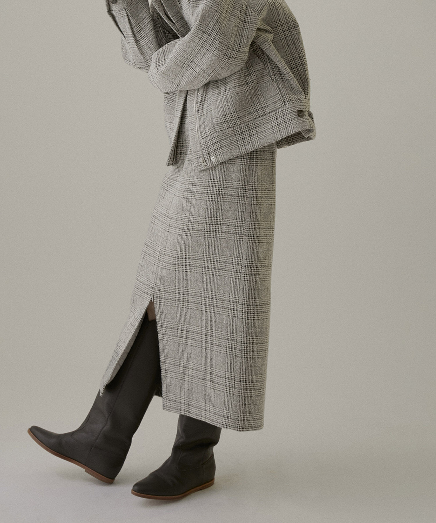 SALON adam et rope'「フロントスリットツイードチェックタイトスカート【セットアップ対応】」|スカート|