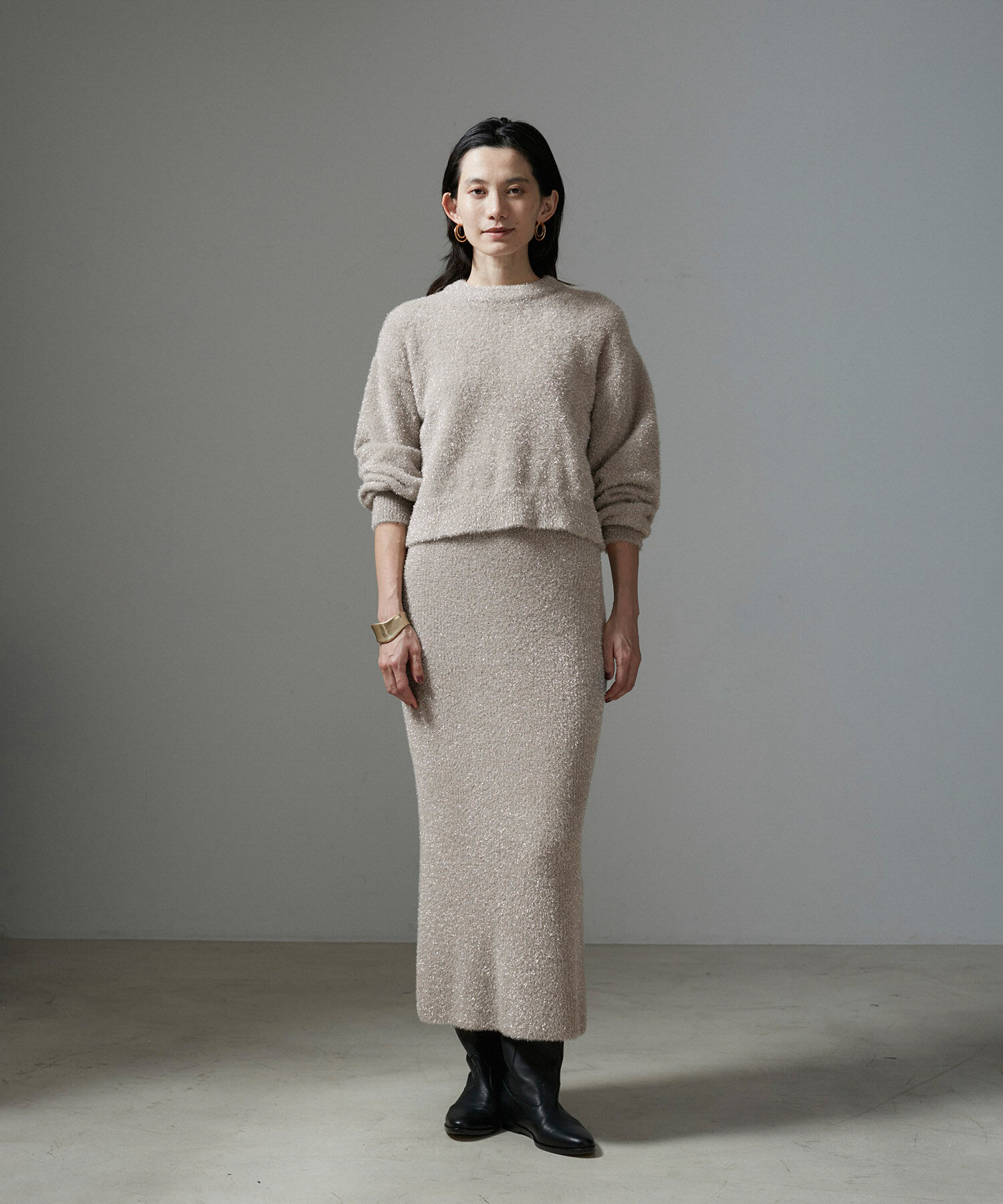 SALON adam et rope'「【WEB限定】シャイニーシャギープルオーバー【セットアップ対応】」|ニット・セーター|