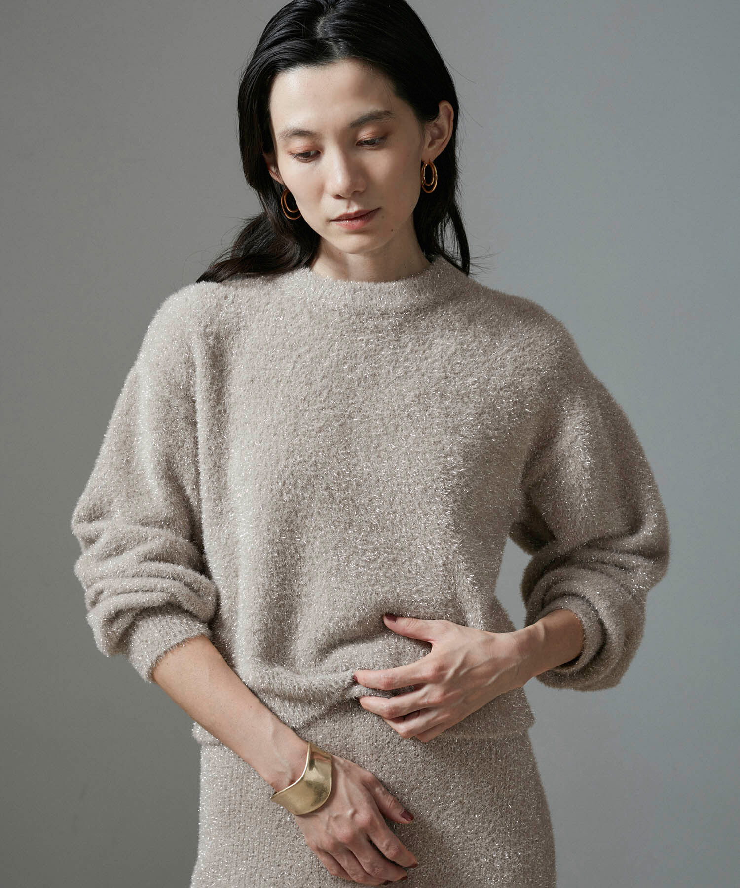 SALON adam et rope'「【WEB限定】シャイニーシャギープルオーバー【セットアップ対応】」|ニット・セーター|