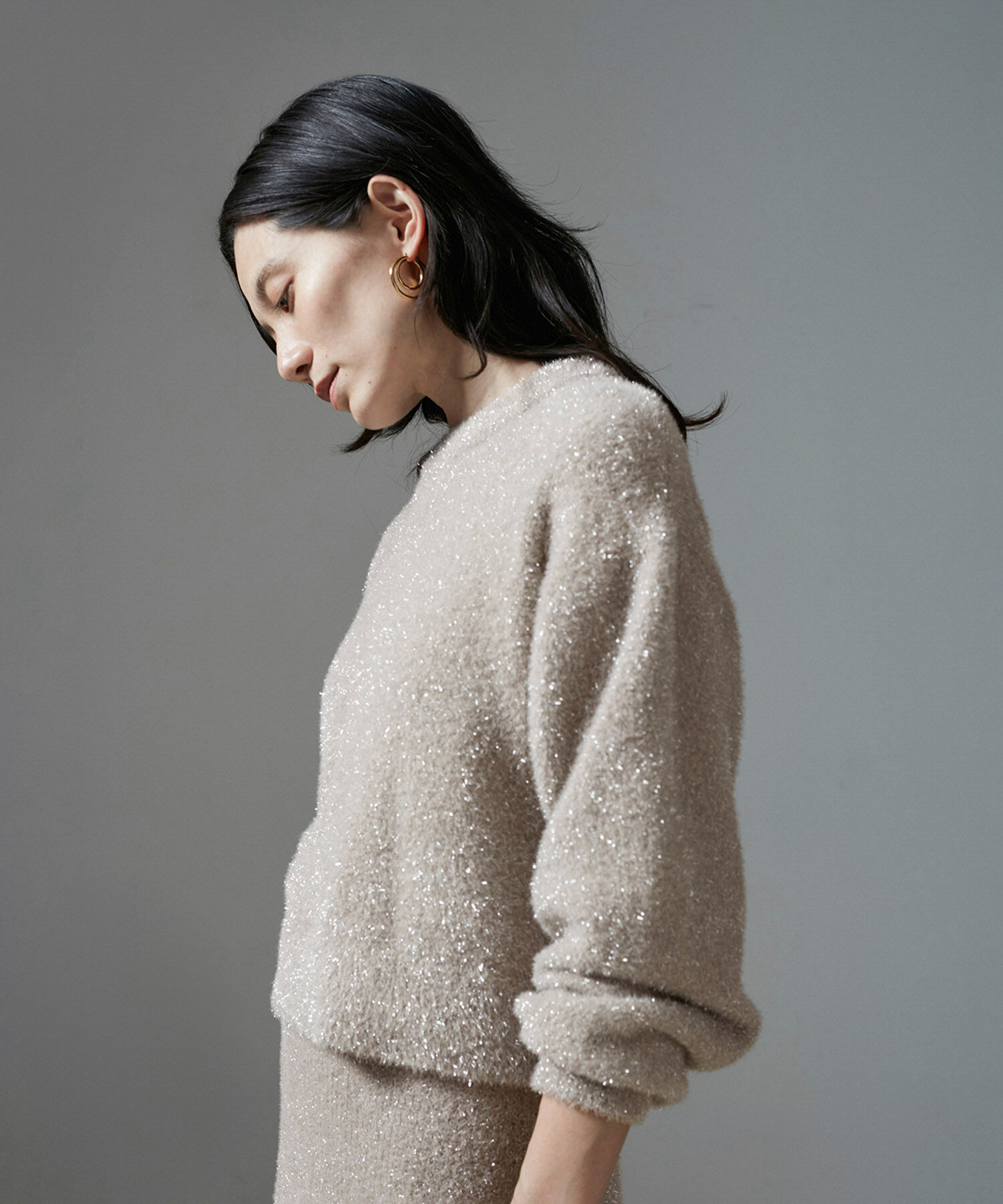 SALON adam et rope'「【WEB限定】シャイニーシャギープルオーバー【セットアップ対応】」|ニット・セーター|シルバー(93)