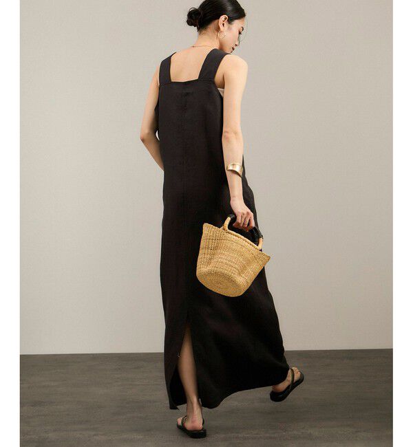 SALON adam et rope'「リネンツイルスクエアーネックジャンパースカート」|ワンピース|