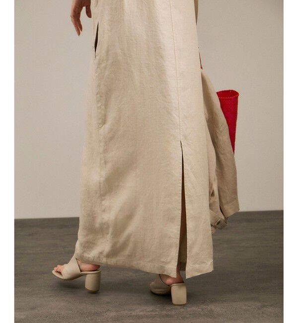 SALON adam et rope'「リネンツイルスクエアーネックジャンパースカート」|ワンピース|