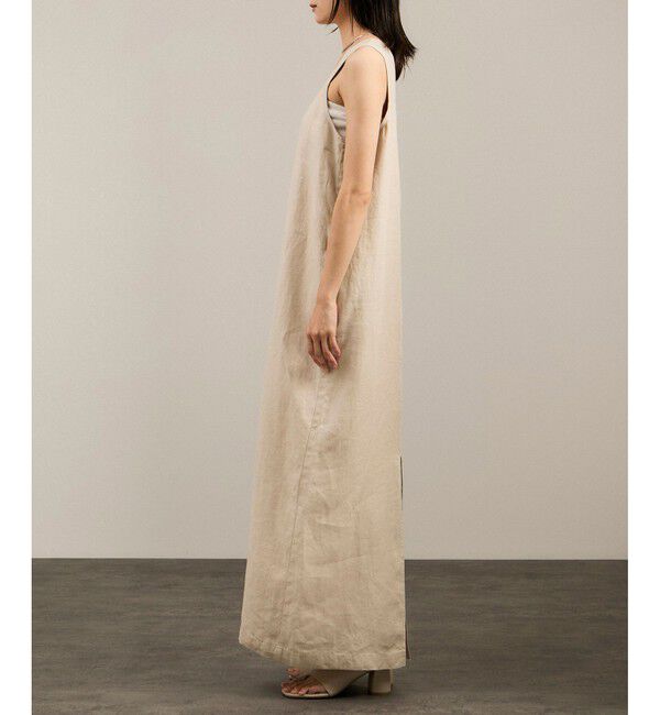 SALON adam et rope'「リネンツイルスクエアーネックジャンパースカート」|ワンピース|