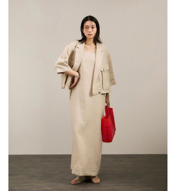 SALON adam et rope'「リネンツイルスクエアーネックジャンパースカート」|ワンピース|