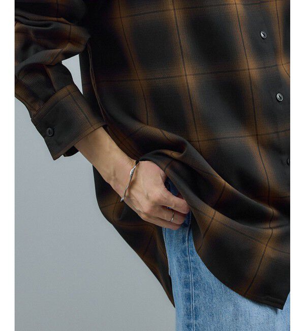 SALON adam et rope'「Shuttlenotesオンブレチェックネクタイシャツ」|シャツ・ブラウス|