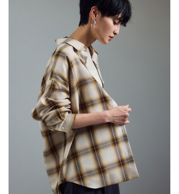 SALON adam et rope'「Shuttlenotesオンブレチェックネクタイシャツ」|シャツ・ブラウス|