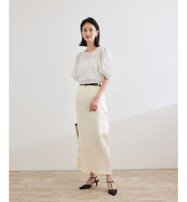 ROPE「【洗える】クリア天竺ボリュームスリーブプルオーバー【お仕事・通勤対応】」|Tシャツ・カットソー|