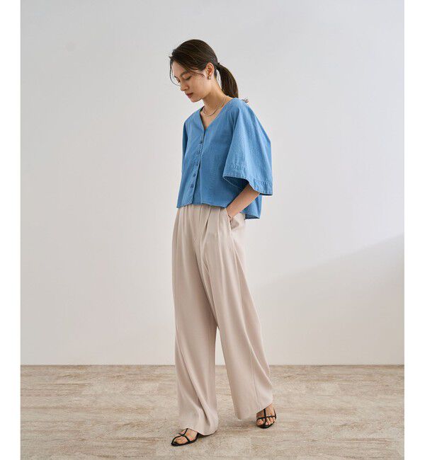 ROPE「カーディ半袖ブラウス/洗える」|シャツ・ブラウス|