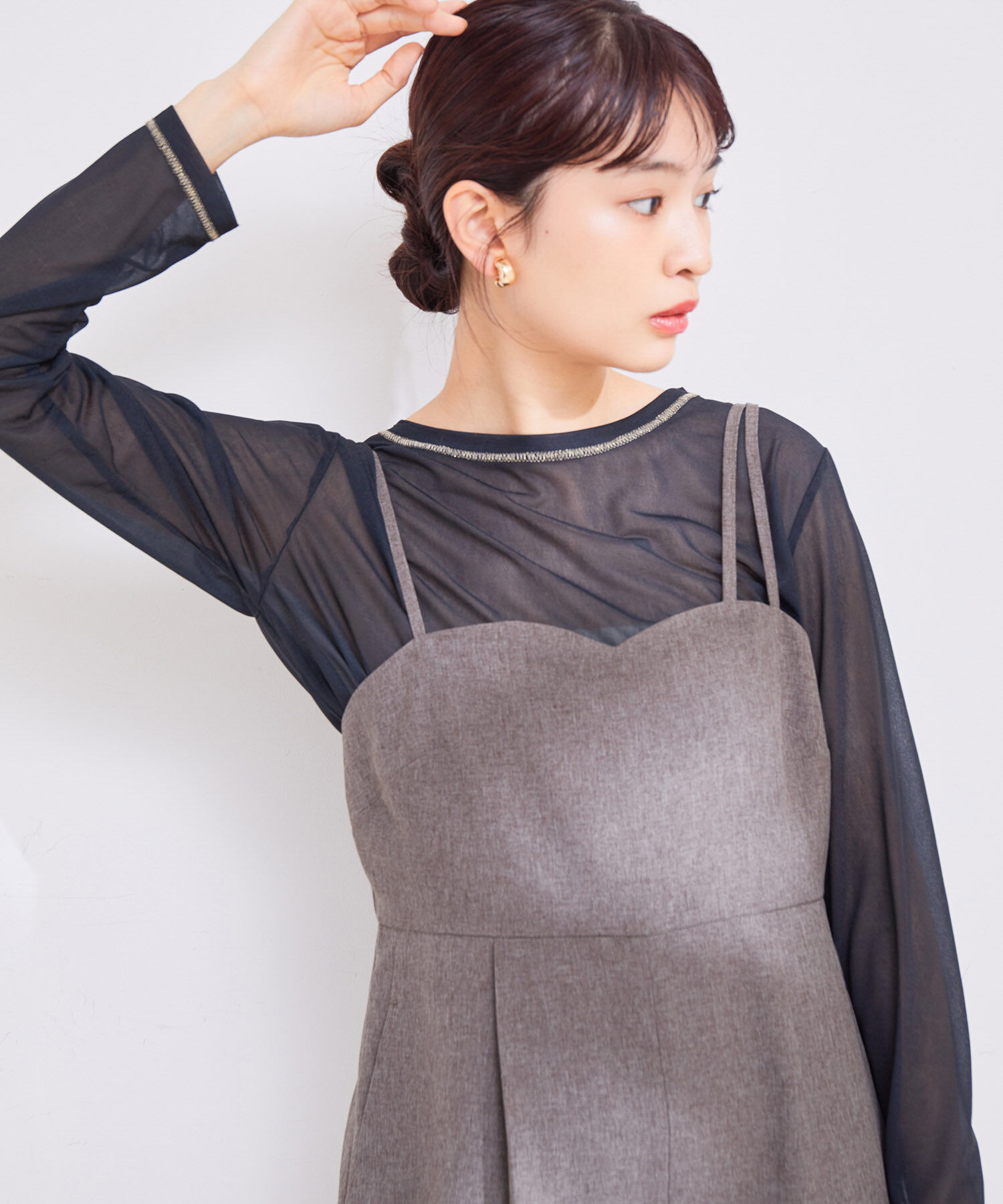 VIS「【洗える】クルーネックシアーロングTシャツ」|Tシャツ・カットソー|