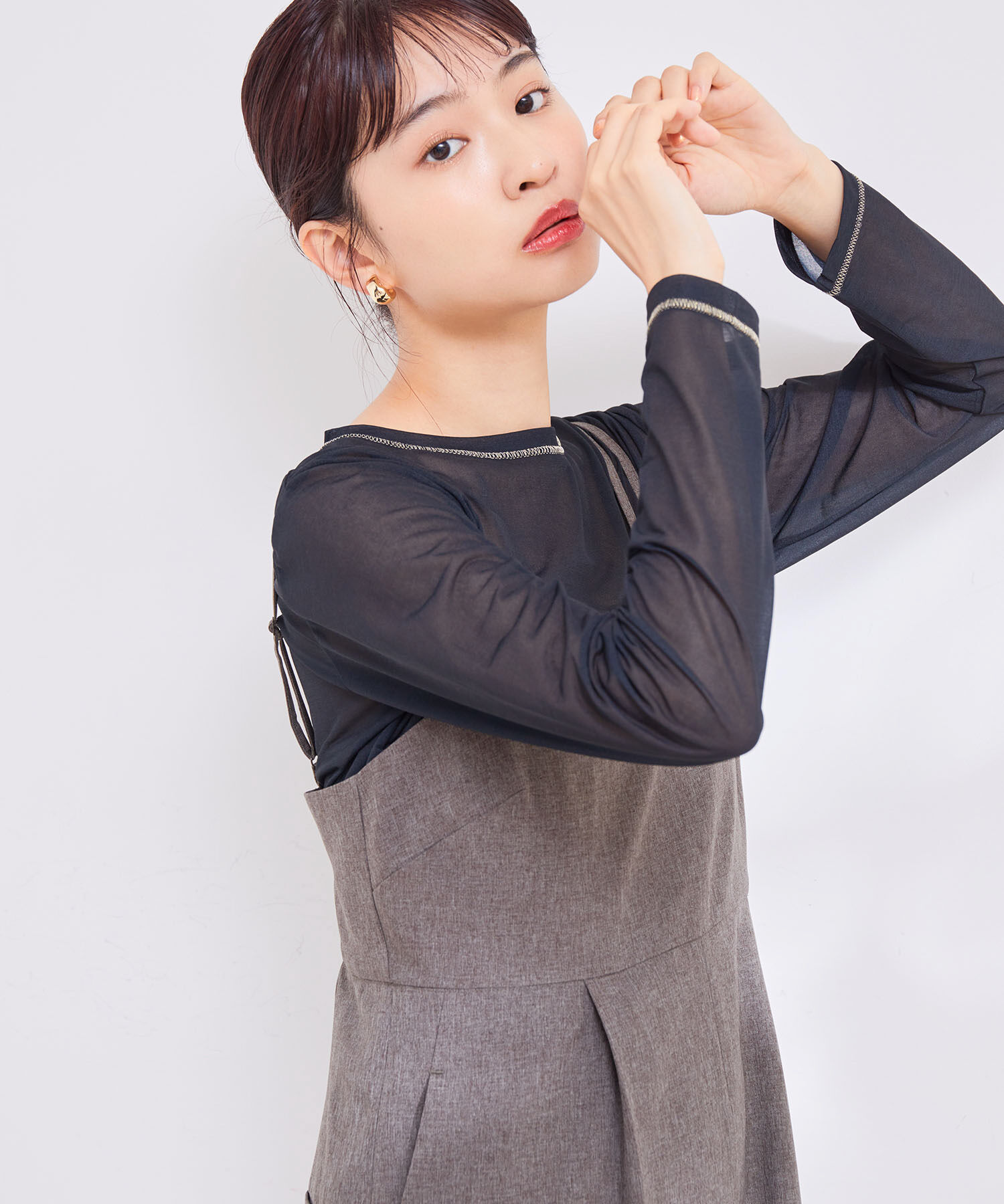 VIS「【洗える】クルーネックシアーロングTシャツ」|Tシャツ・カットソー|