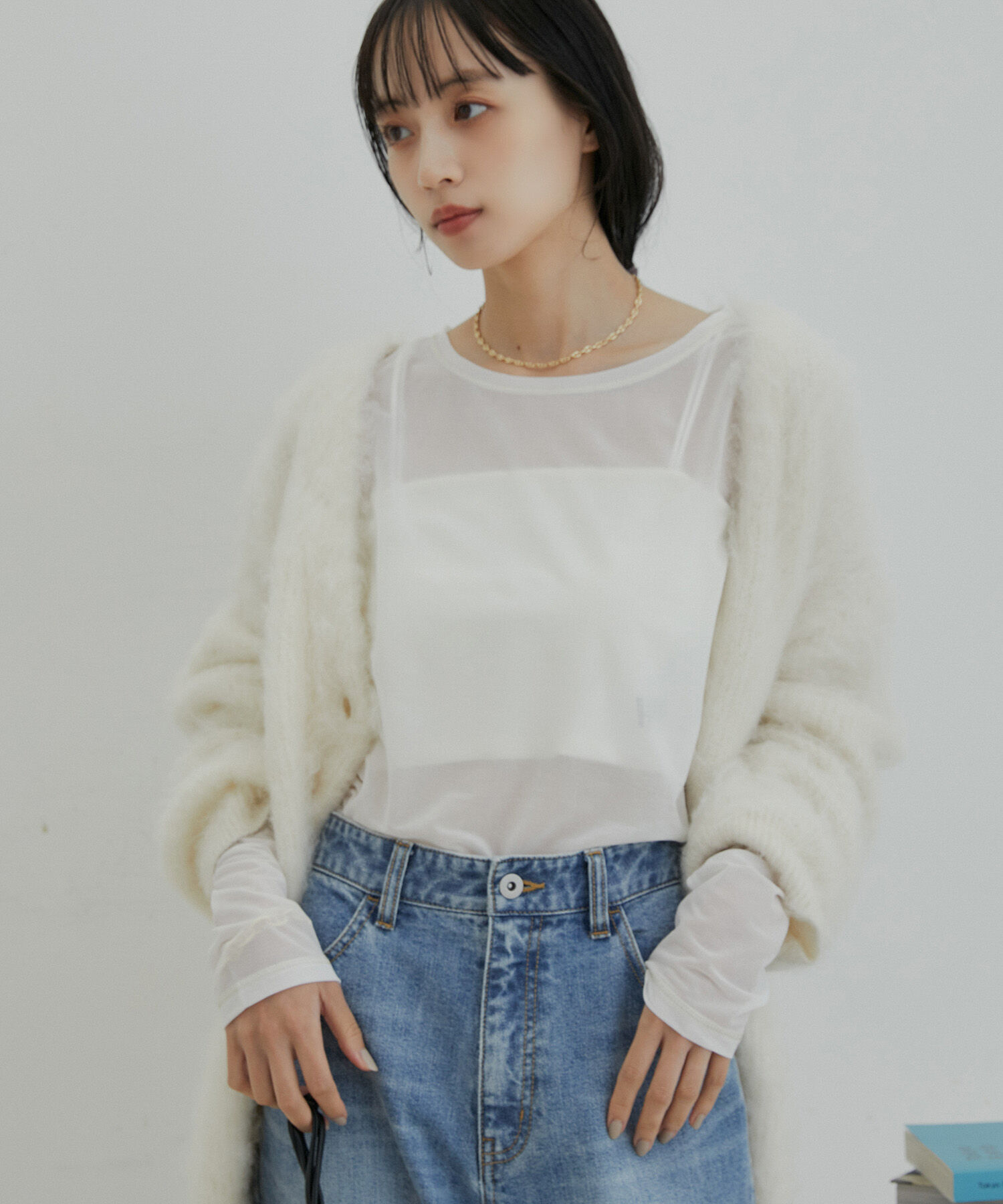 VIS「【洗える】クルーネックシアーロングTシャツ」|Tシャツ・カットソー|