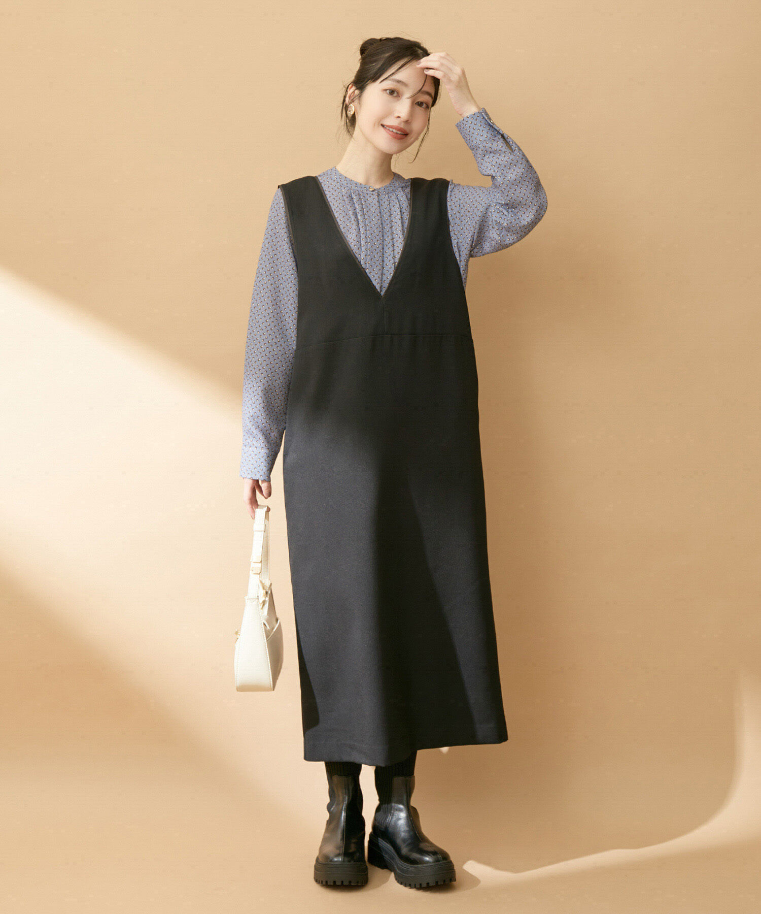 VIS「【防シワ・洗える】フロントタック長袖ブラウス」|シャツ・ブラウス|