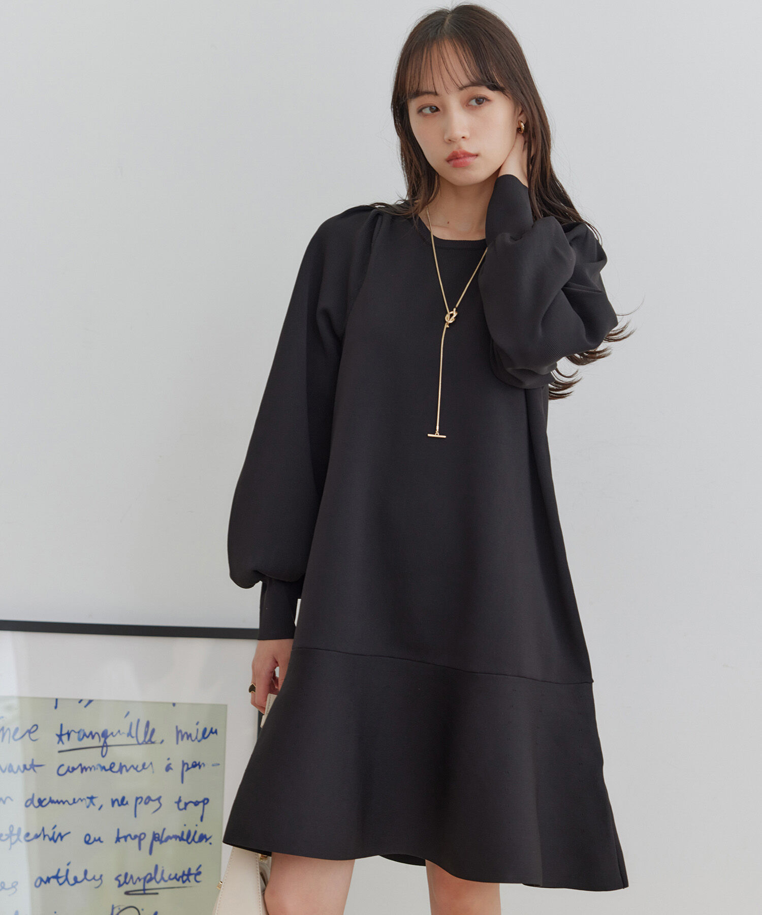 VIS「パフスリーブ切り替えミニフレアワンピース」|ワンピース|