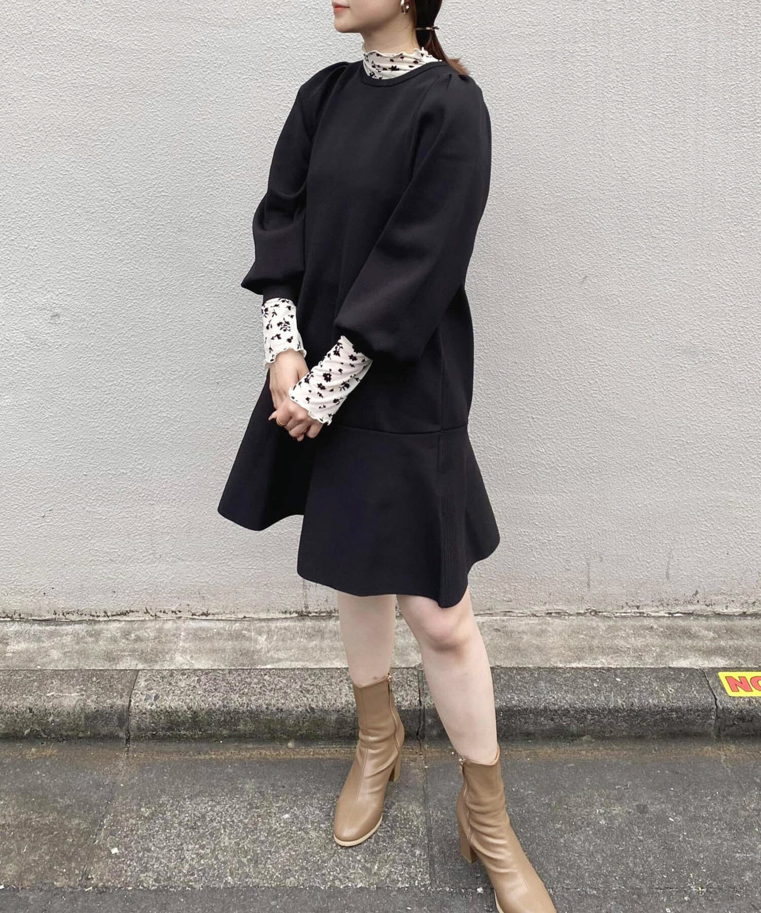 VIS「パフスリーブ切り替えミニフレアワンピース」|ワンピース|