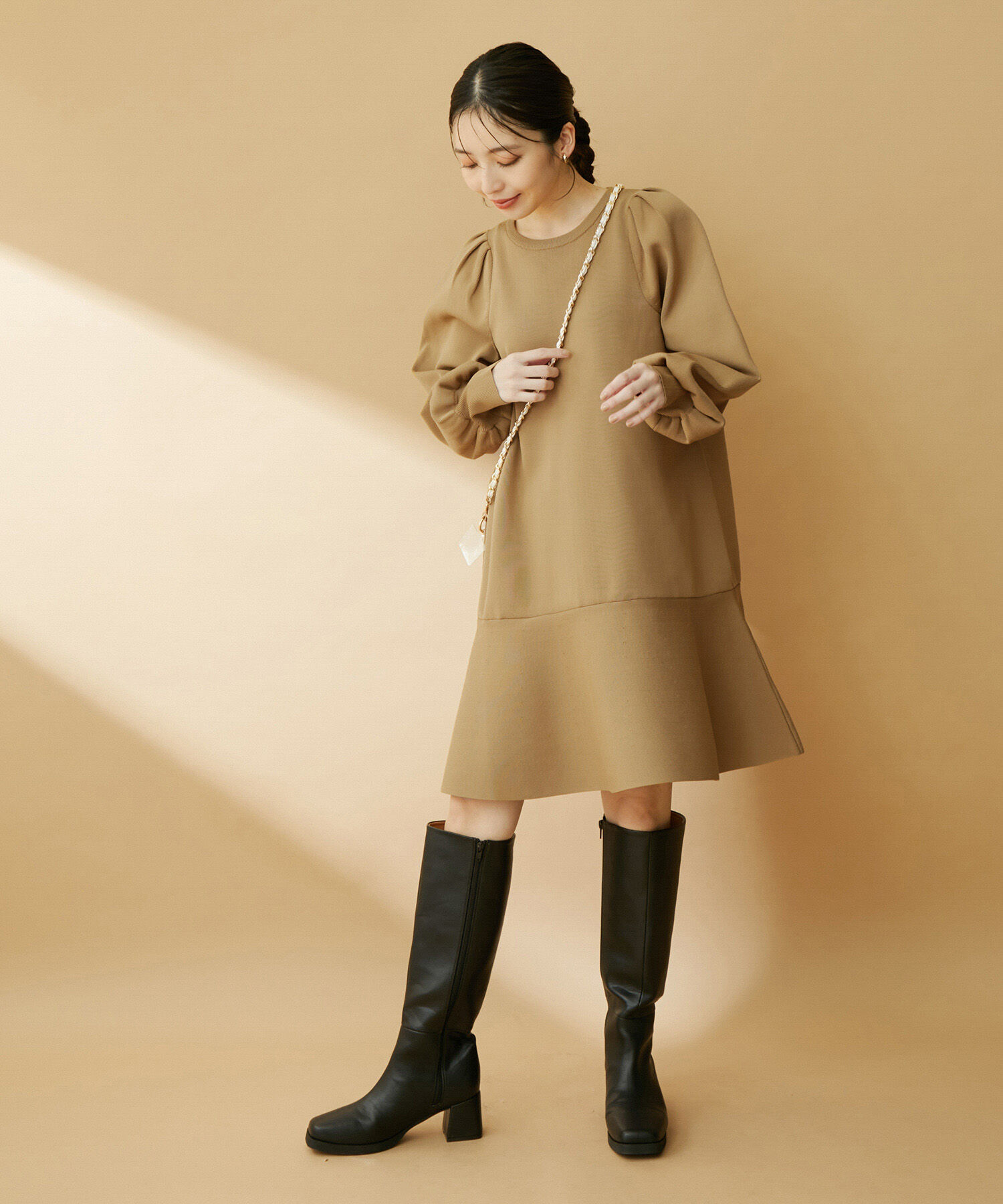 VIS「パフスリーブ切り替えミニフレアワンピース」|ワンピース|