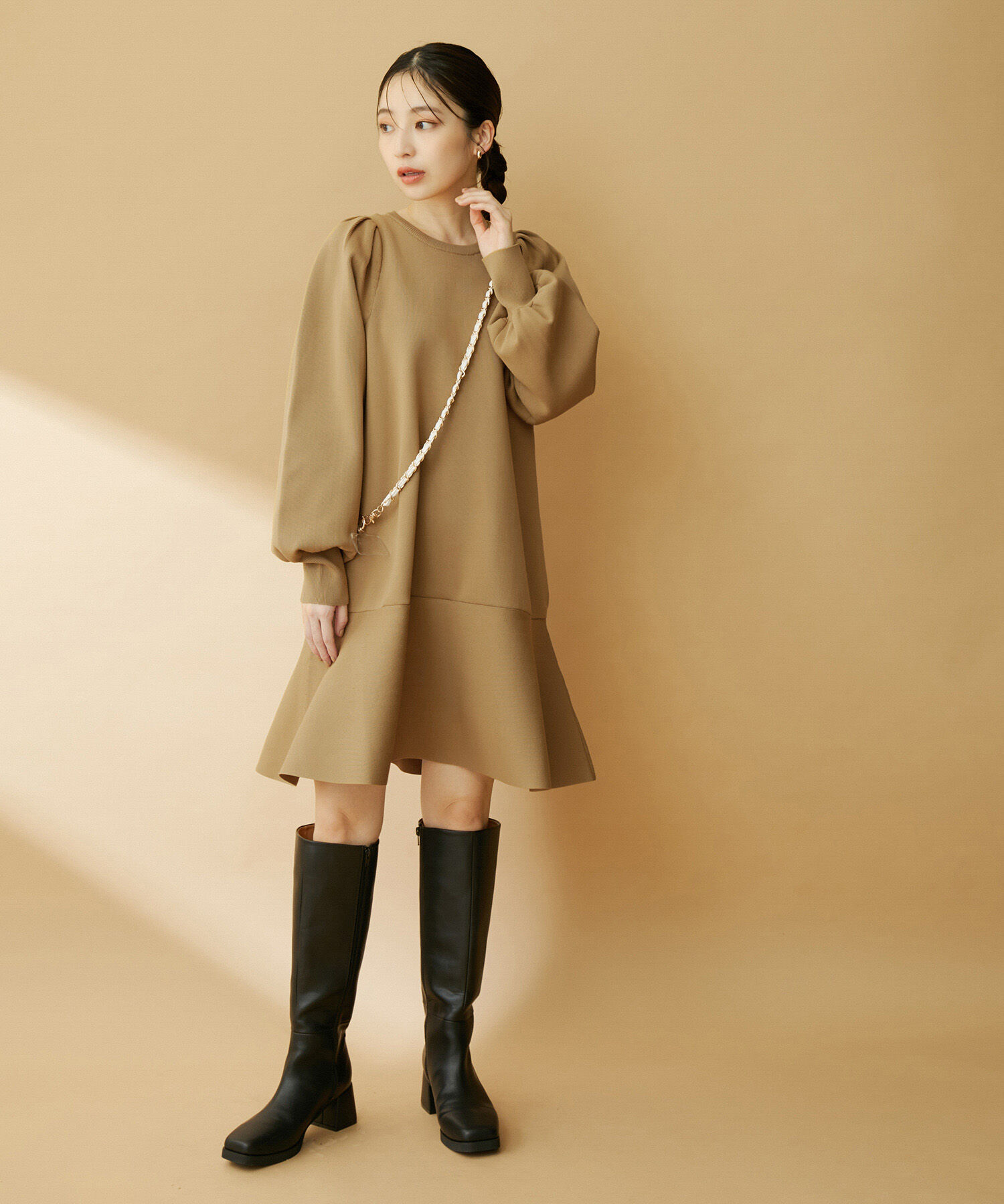 VIS「パフスリーブ切り替えミニフレアワンピース」|ワンピース|