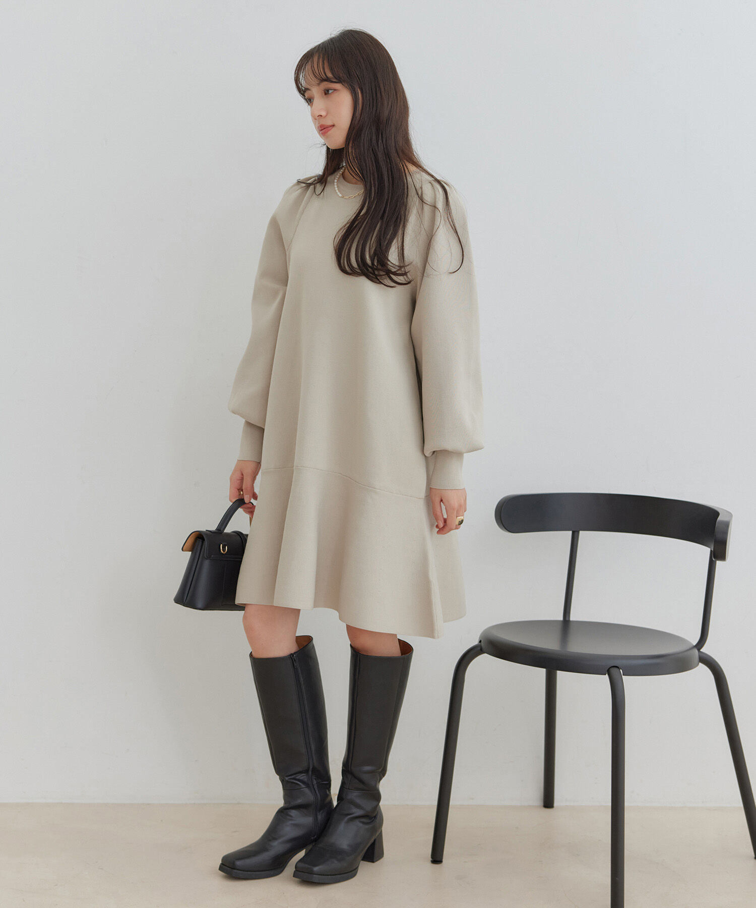 VIS「パフスリーブ切り替えミニフレアワンピース」|ワンピース|