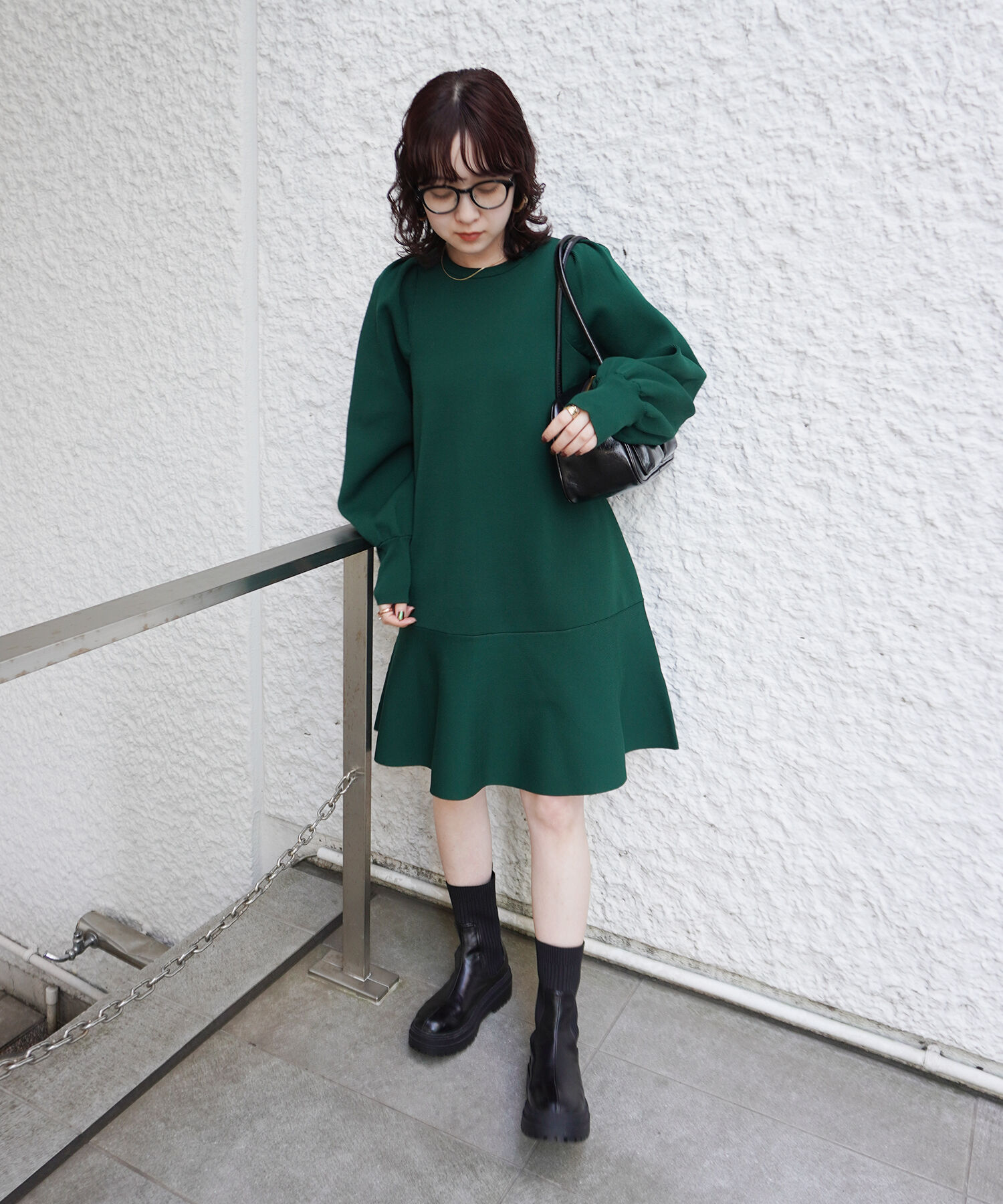 VIS「パフスリーブ切り替えミニフレアワンピース」|ワンピース|