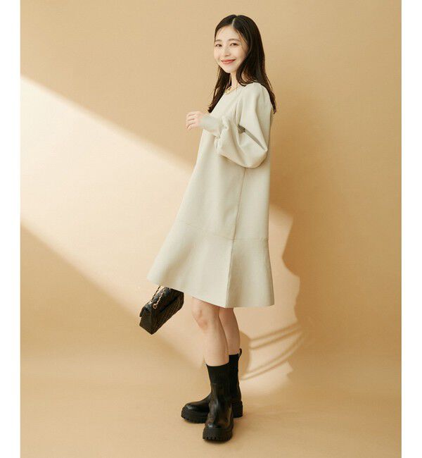 VIS「パフスリーブ切り替えミニフレアワンピース」|ワンピース|