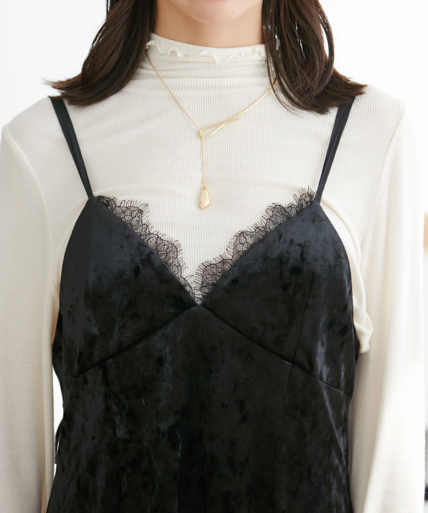 VIS「ベロアレースキャミワンピース」|ワンピース|