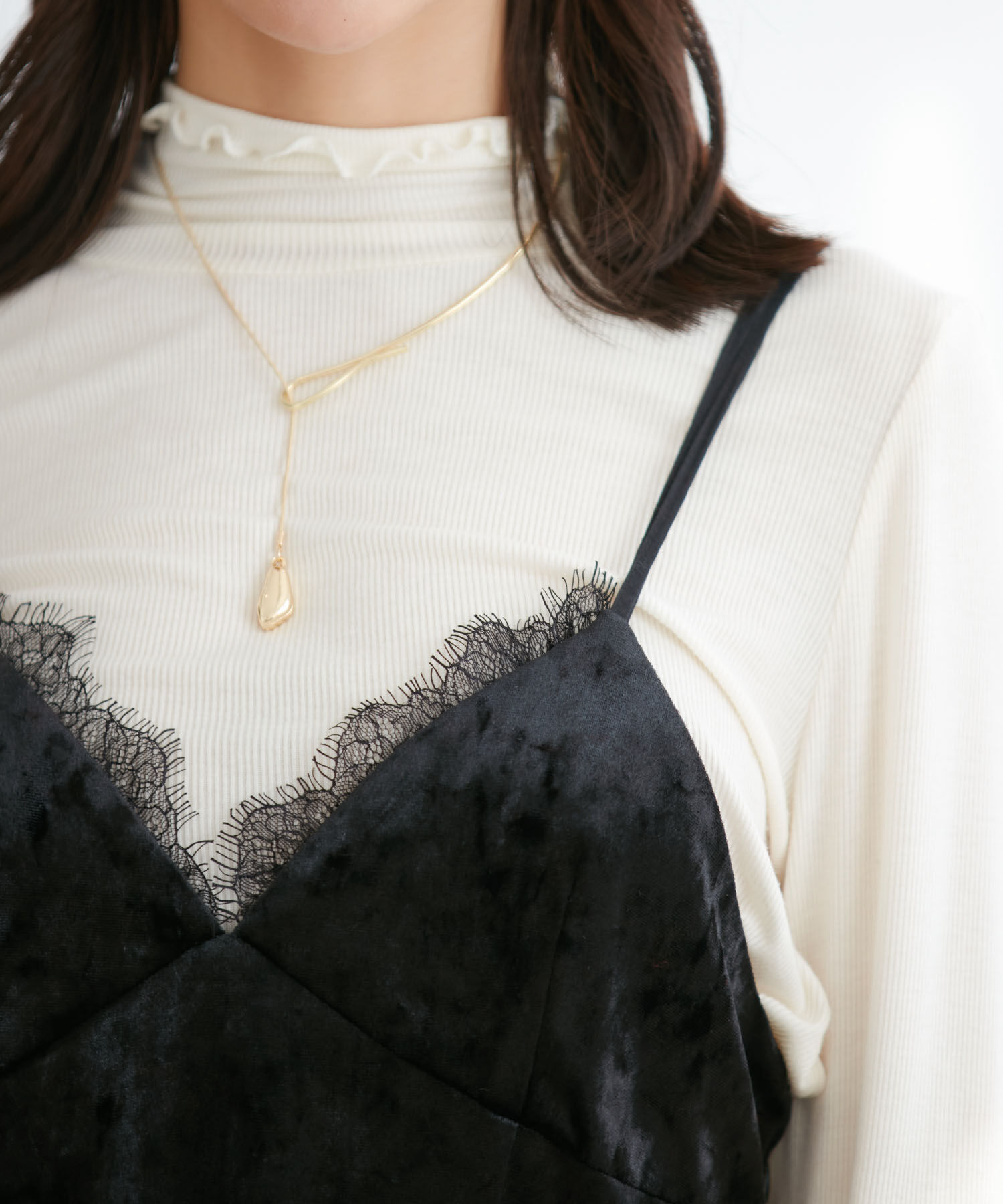 VIS「ベロアレースキャミワンピース」|ワンピース|