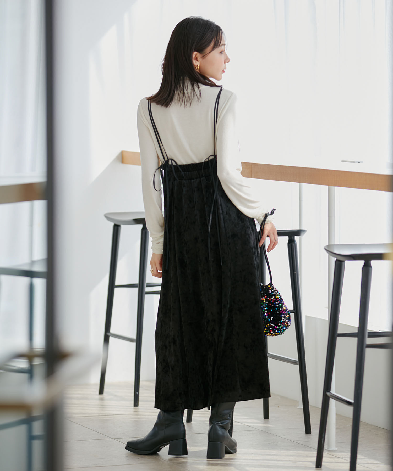 VIS「ベロアレースキャミワンピース」|ワンピース|