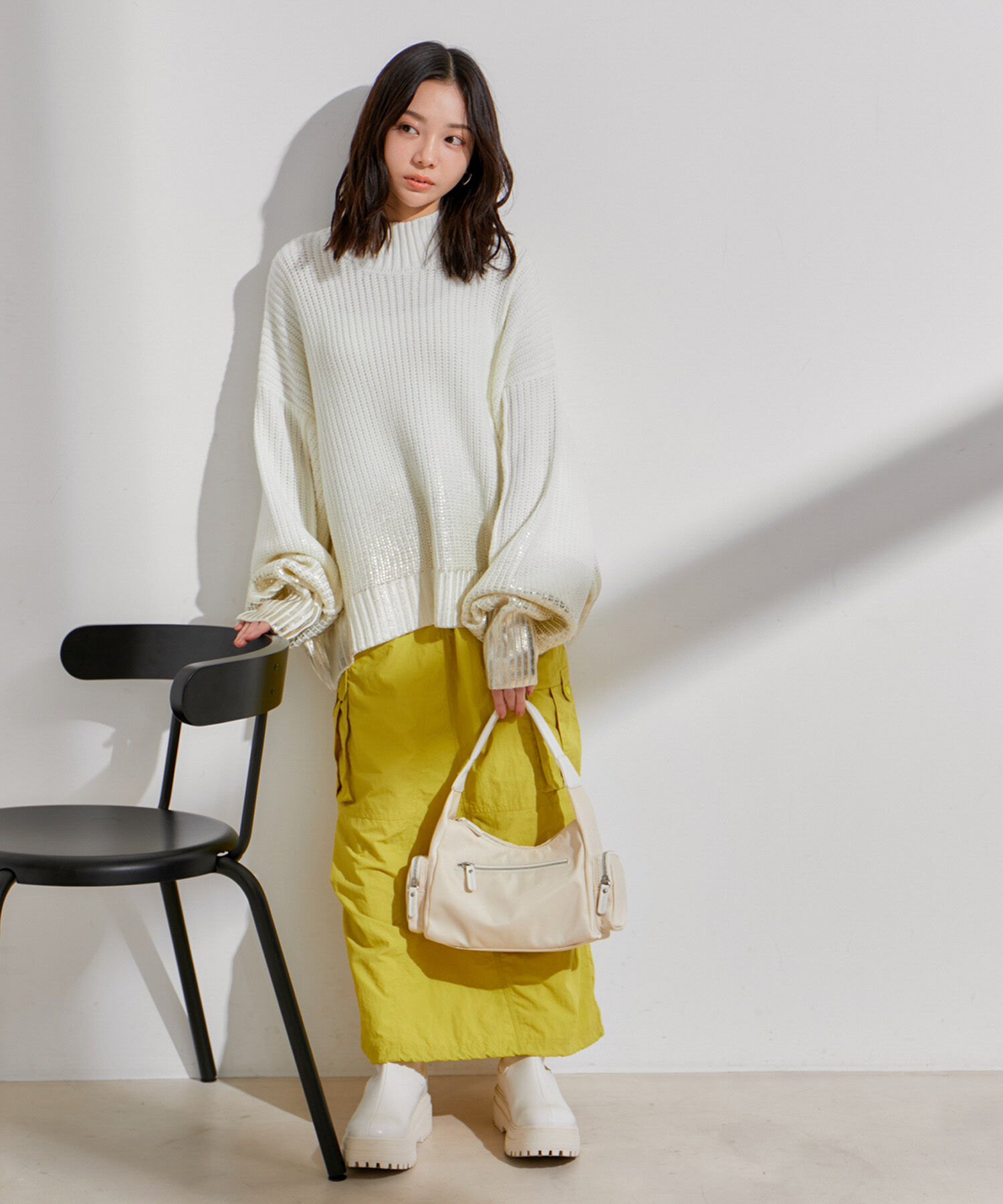 VIS「サイドカット箔ニットプルオーバー」|ニット・セーター|