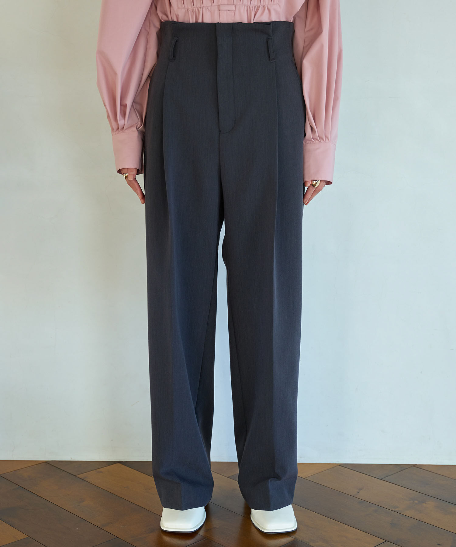 VIS「【洗える・防シワ】美easy裏起毛ワイドパンツ」|スラックス|