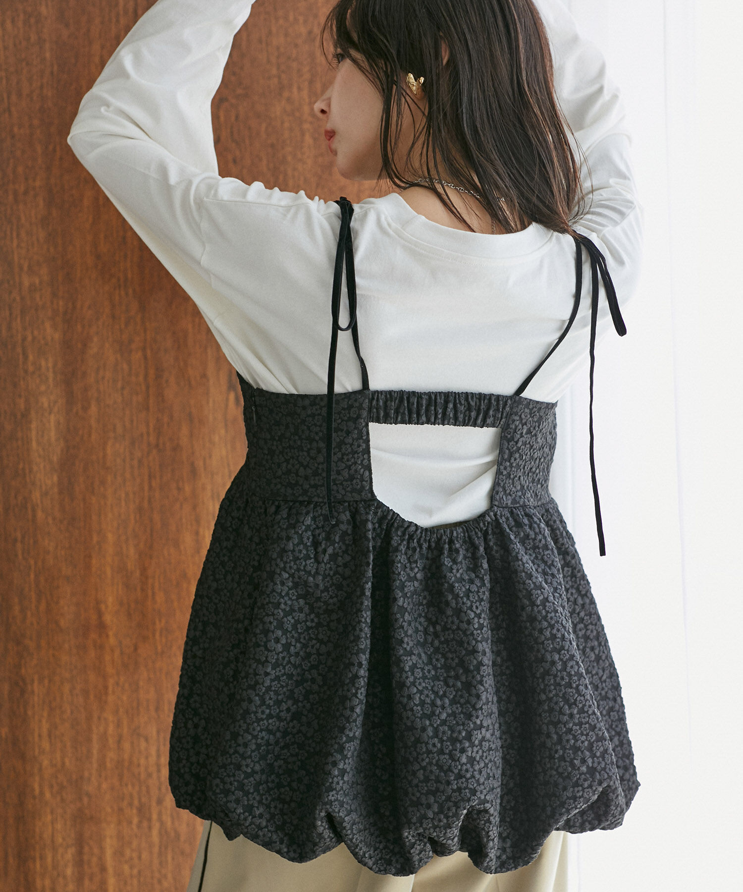 VIS「ジャガードバルーンリボンキャミソール」|キャミソール|