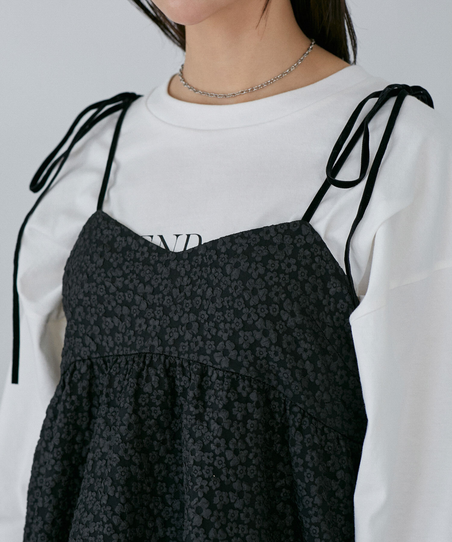 VIS「ジャガードバルーンリボンキャミソール」|キャミソール|