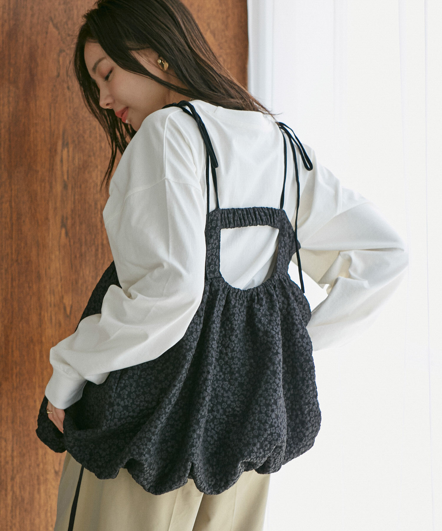 VIS「ジャガードバルーンリボンキャミソール」|キャミソール|