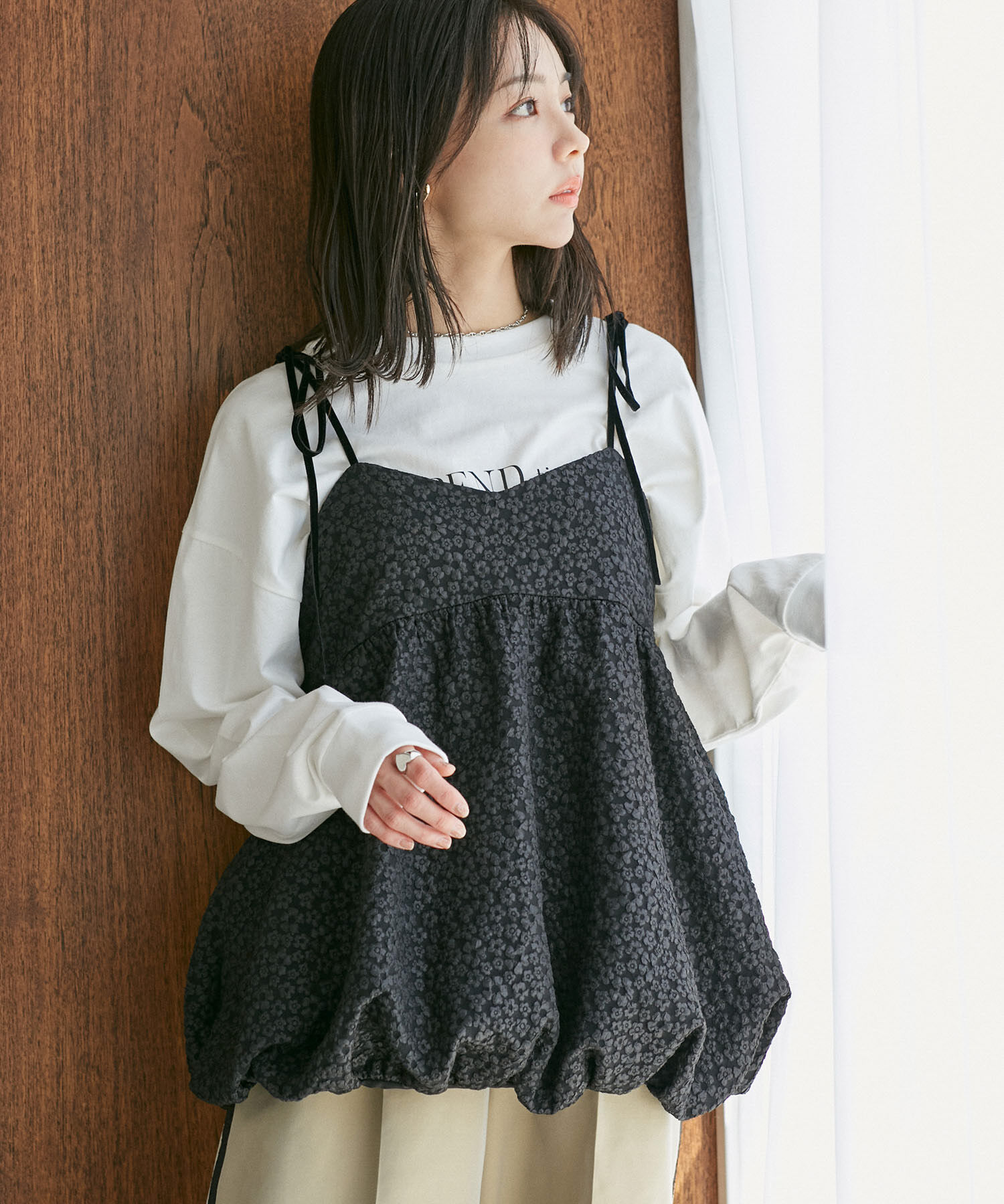 VIS「ジャガードバルーンリボンキャミソール」|キャミソール|