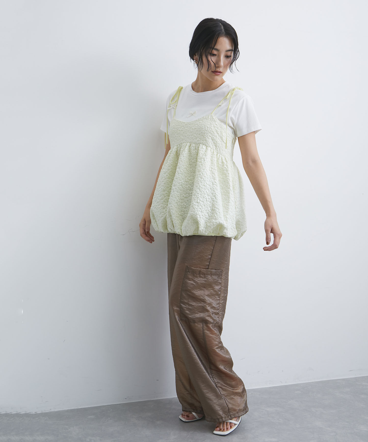 VIS「ジャガードバルーンリボンキャミソール」|キャミソール|