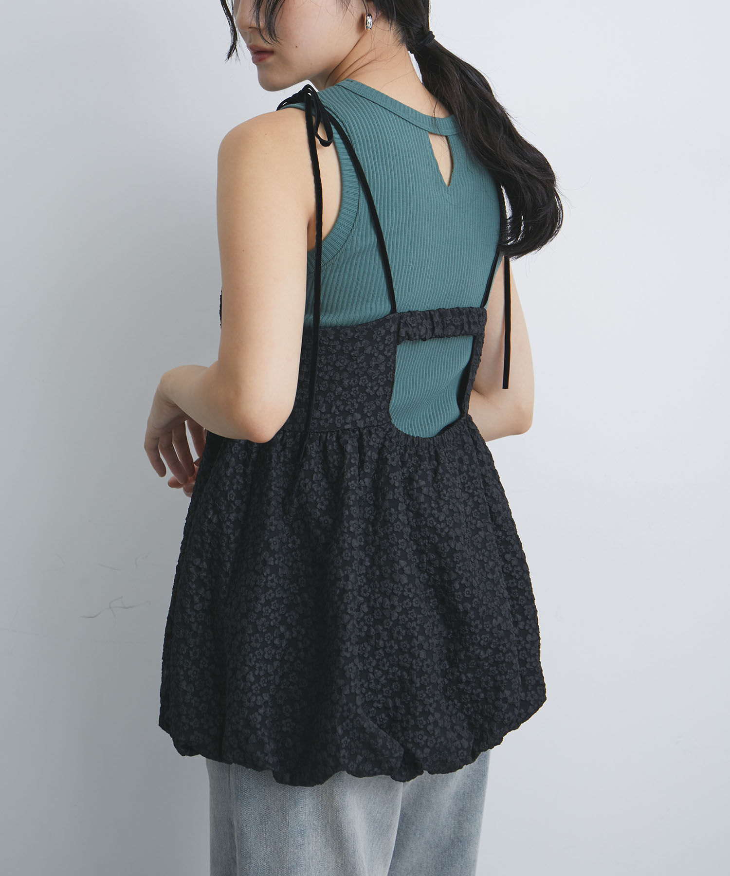 VIS「ジャガードバルーンリボンキャミソール」|キャミソール|