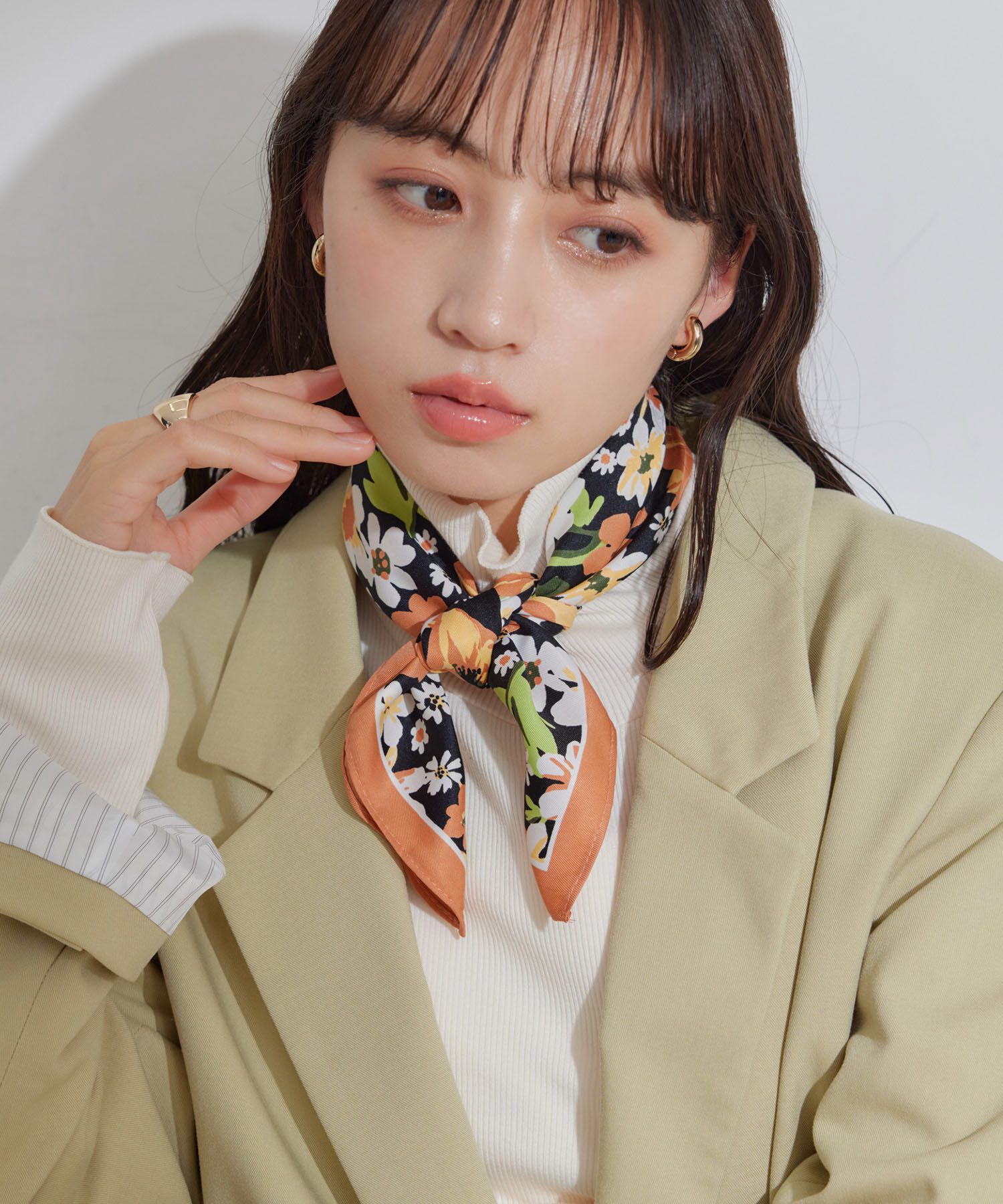 VIS「アソート柄スカーフ55cm」|バンダナ・スカーフ|オレンジ系(71)