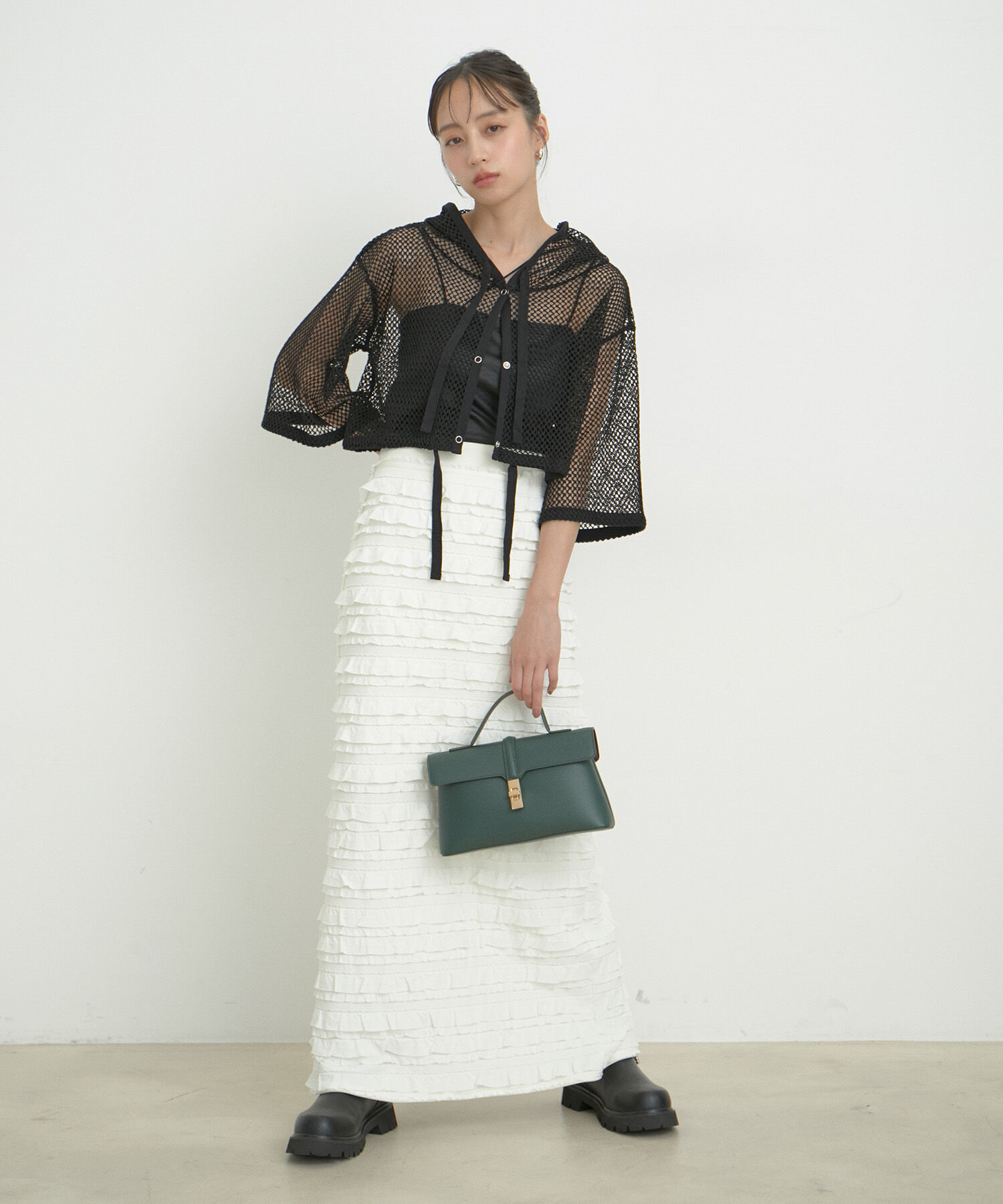 VIS「【洗える】メッシュフーテッドカーディガン」|カーディガン|