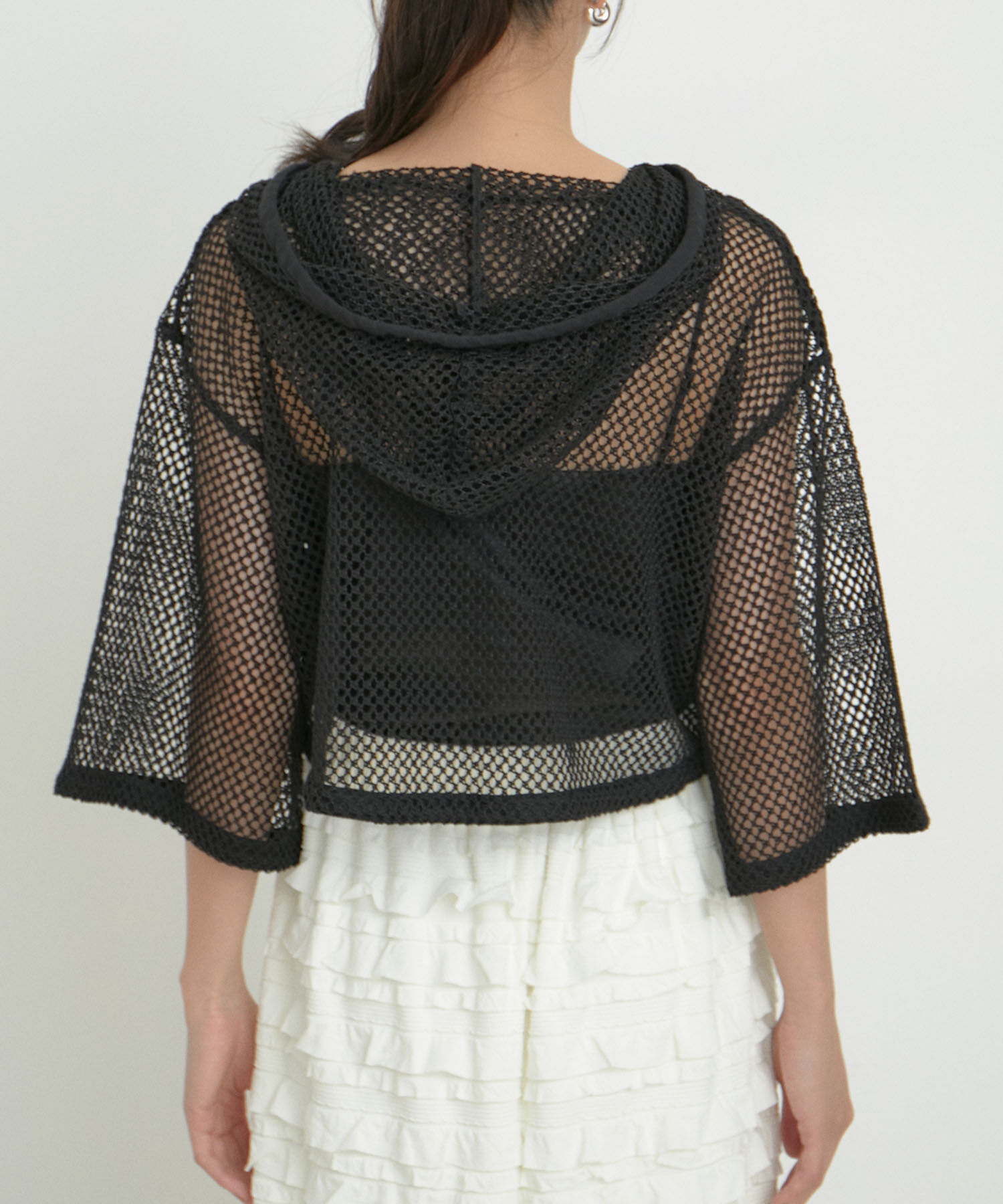 VIS「【洗える】メッシュフーテッドカーディガン」|カーディガン|