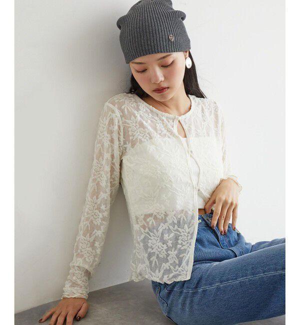 VIS「【前後2WAY】カットジャガードカーディガン【洗える】」|カーディガン|オフサブ