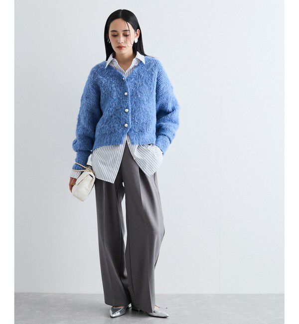 VIS「パールボタンVネック片畦ニットカーディガン」|カーディガン|