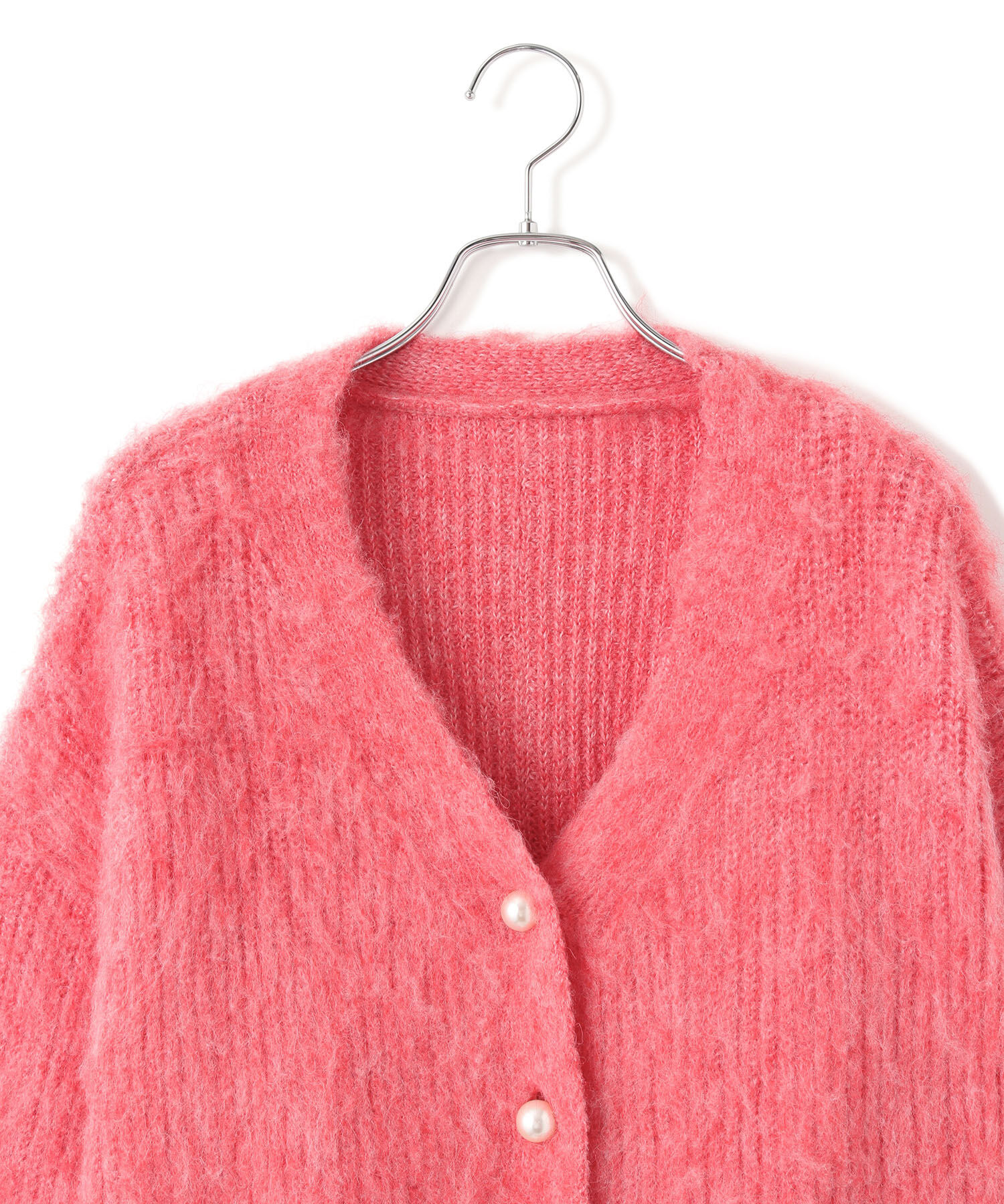 VIS「パールボタンVネック片畦ニットカーディガン」|カーディガン|