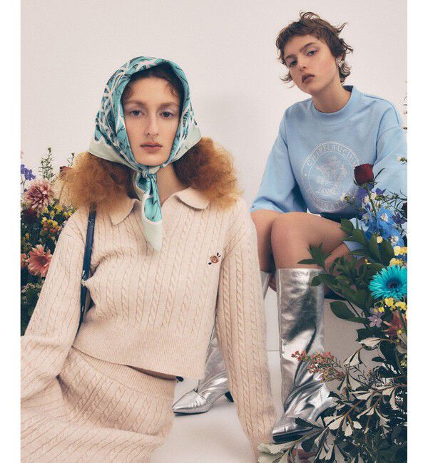 VIS「【DILIGENCE PARLOUR】VIS別注モデルローズ刺繍ポロケーブルニットスカート【セットアップ対応】」|スカート|