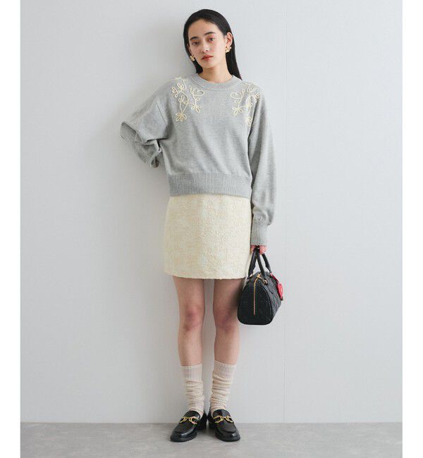 VIS「リーフコード刺繍ニットプルオーバー」|ニット・セーター|