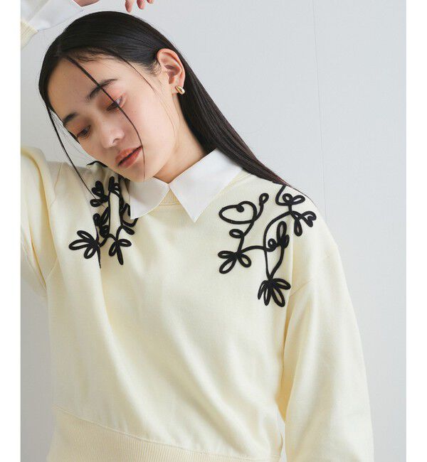 VIS「リーフコード刺繍ニットプルオーバー」|ニット・セーター|