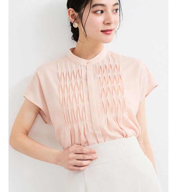 VIS「【接触冷感/洗える】気流染めスモッキングブラウス」|シャツ・ブラウス|