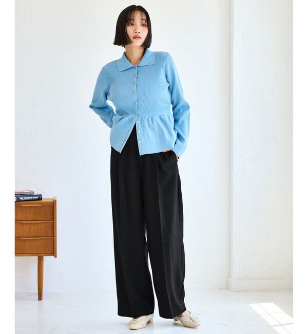 VIS「【美easy】ウーリッシュワンタックワイドパンツ【セットアップ対応/洗える】」|スラックス|