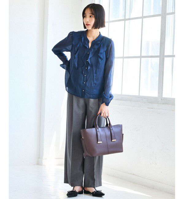 VIS「【美easy】ウーリッシュワンタックワイドパンツ【セットアップ対応/洗える】」|スラックス|