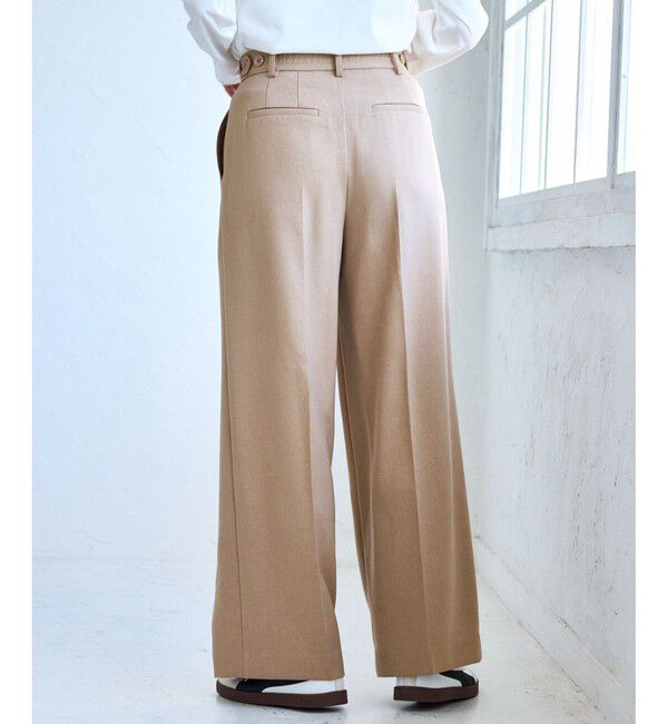 VIS「【美easy】ウーリッシュワンタックワイドパンツ【セットアップ対応/洗える】」|スラックス|