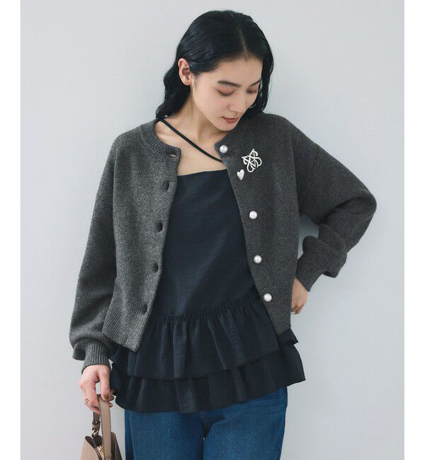 VIS「ハートアソートパール釦ラメミックスカーディガン/イージーケア・一部WEB限定カラー」|カーディガン|