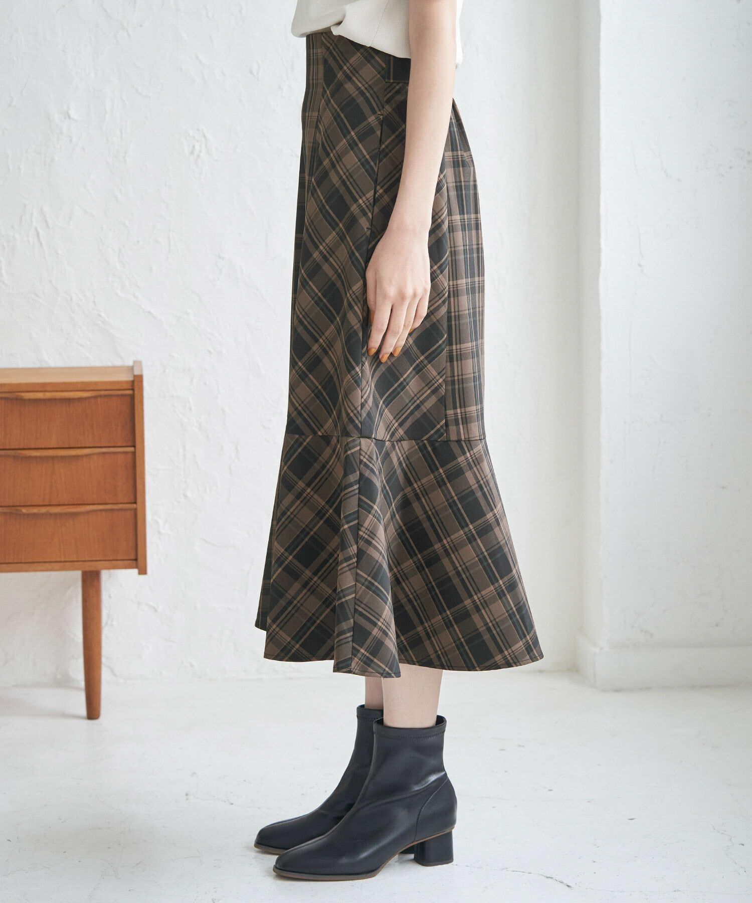 Rope&rsquo;Picnic「チェックセミマーメイドスカート」|スカート|